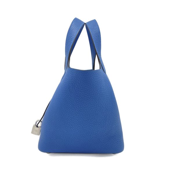 056289ck bluef 02 Hermes Picotin Lock Taurillon Clemence Bag Blue Frida