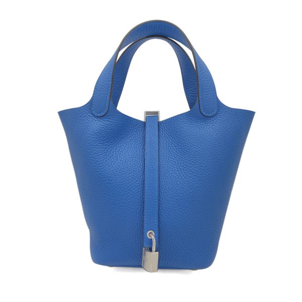 056289ck bluef 03 Hermes Picotin Lock Taurillon Clemence Bag Blue Frida