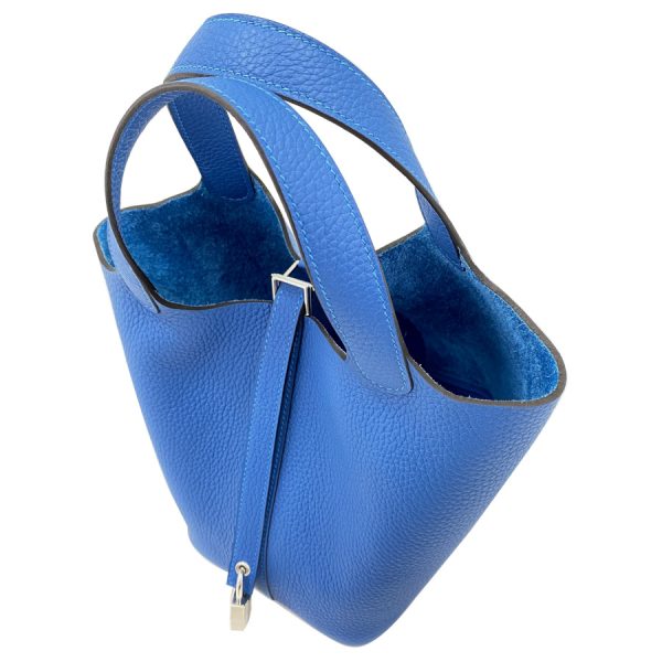 056289ck bluef 05 Hermes Picotin Lock Taurillon Clemence Bag Blue Frida