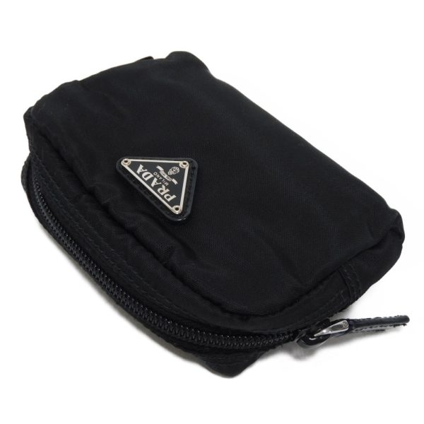 06044h 4 Prada Tessuto Nylon Mini Pouch Leather Black