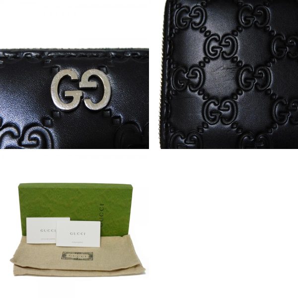 06095h 20 combine Gucci Durian Zip Around Wallet Leather Black