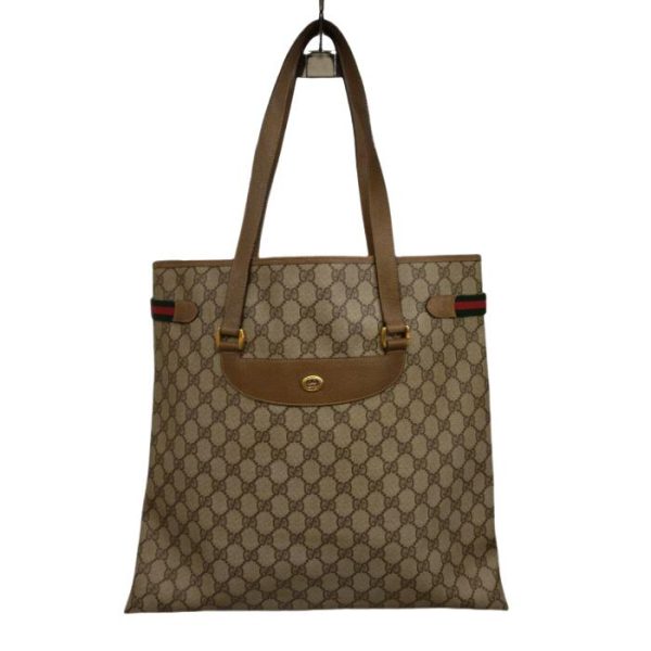 0614 2 1 1 Gucci Gg Supreme Sherry Line Tote Bag Beige