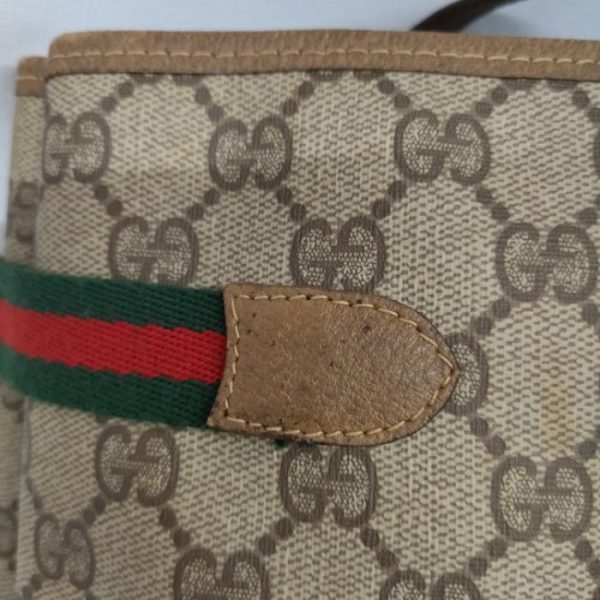 0614 2 4 Gucci Gg Supreme Sherry Line Tote Bag Beige