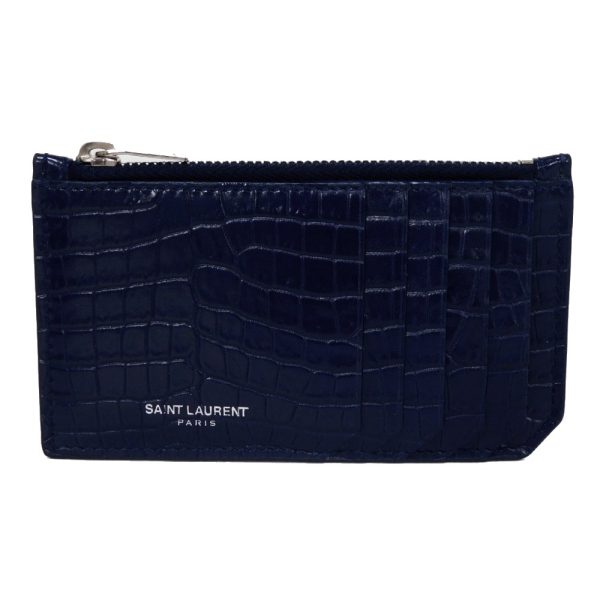 06222h 1 Saint Laurent Paris Fragment Zip Case Leather Blue