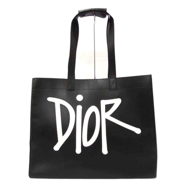 06354 1 Christiandior Dior Shawn Stussy Collaboration Leather Tote Black