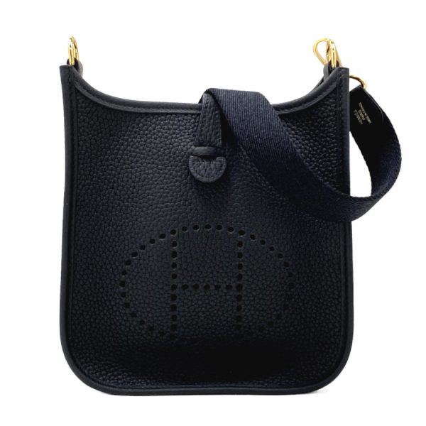 069426cc noir 01 Hermes Evelyne Tpm Taurillon Clemence Rare U Stamped Crossbody Bag Black Noir