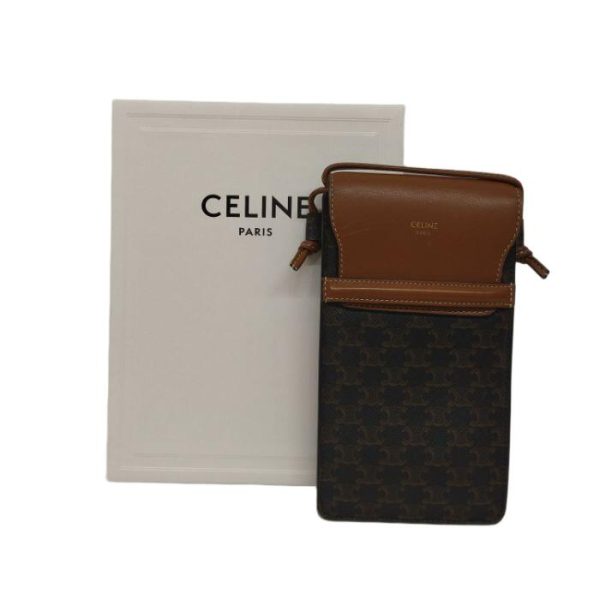 0725 5 1 Celine Mobile Pouch Flap Triomphe Canvas Brown