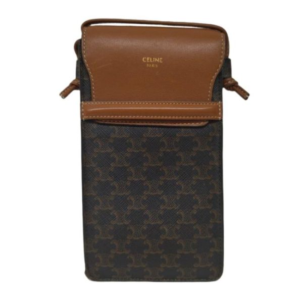 0725 5 2 Celine Mobile Pouch Flap Triomphe Canvas Brown