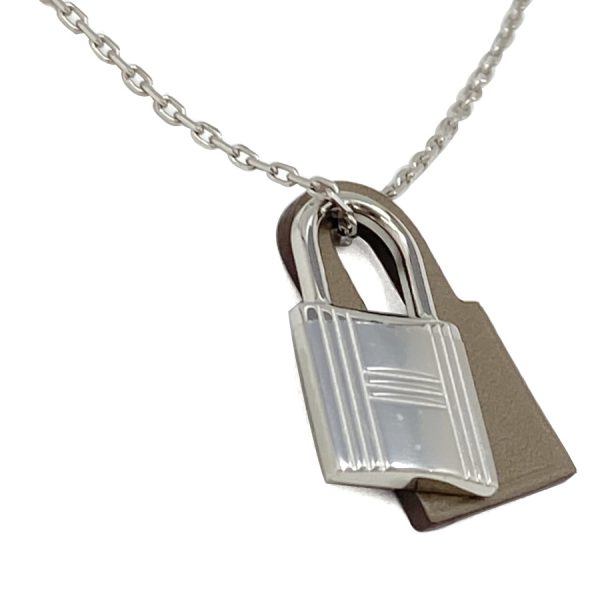 078852ck 18pm 03 Hermes Cadena O`Kelly Lock Key Charm Pendant Etoupe Beige Silver