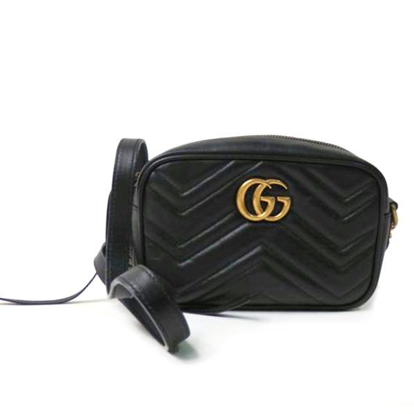 08340 1 Gucci GG Marmont Quilted Mini Bag Black