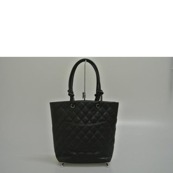 08425 2 Chanel Cambon Line Medium Tote Lambskin Black