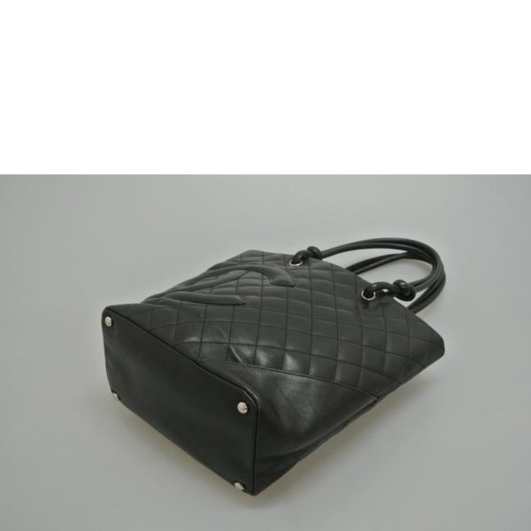 08425 3 Chanel Cambon Line Medium Tote Lambskin Black