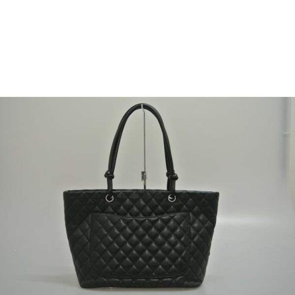 08432 2 Chanel Cambon Line Large Tote Lambskin Black