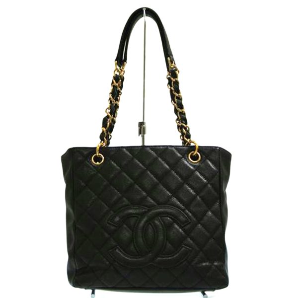 08449 1 Chanel Chain Caviar Skin Tote Bag Black