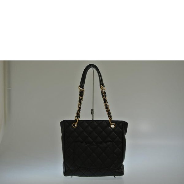 08449 2 Chanel Chain Caviar Skin Tote Bag Black