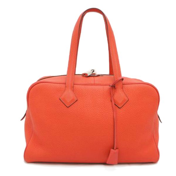 09241 1 Hermes Victoria Taurillon Clemence Rouge Vivione Bag Orange