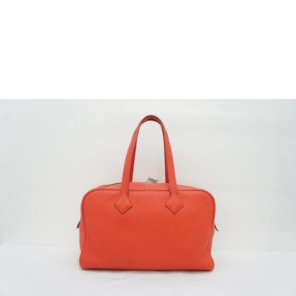 09241 2 Hermes Victoria Taurillon Clemence Rouge Vivione Bag Orange