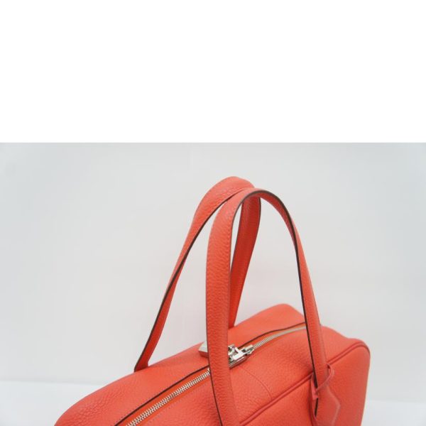 09241 4 Hermes Victoria Taurillon Clemence Rouge Vivione Bag Orange