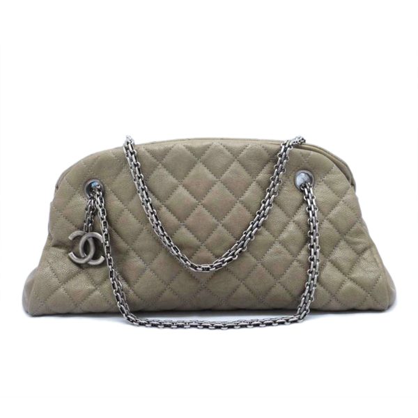 09552 1 Chanel Mademoiselle Leather Shoulder Bag khaki