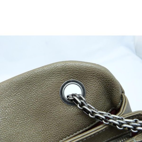 09552 8 Chanel Mademoiselle Leather Shoulder Bag khaki