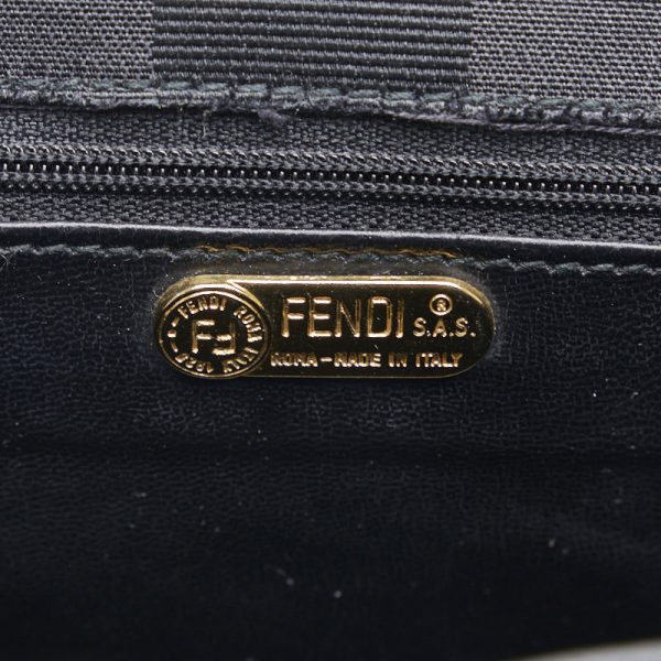 1 0132804 7 Fendi Vintage Pecan Logo Nylon Crossbody Black