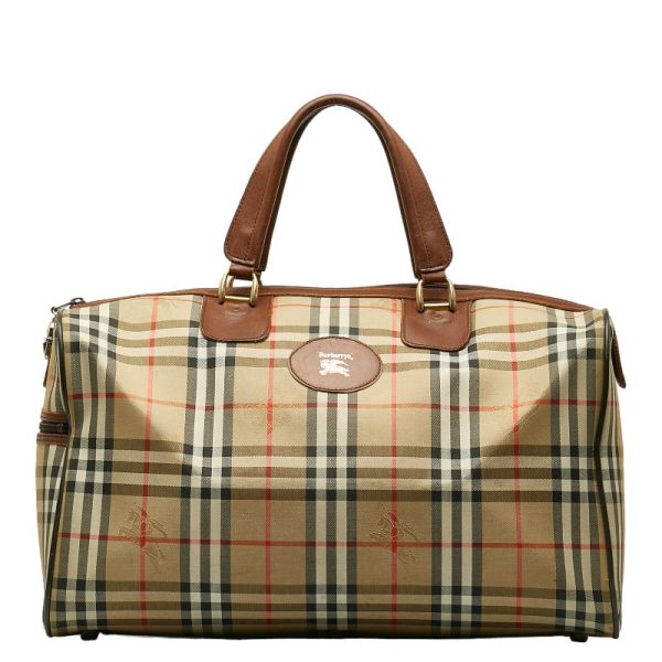 1 0134437 1 Burberry Nova Check Shadow Horse Leather Boston Bag Multicolor