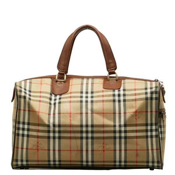 1 0134437 3 Burberry Nova Check Shadow Horse Leather Boston Bag Multicolor