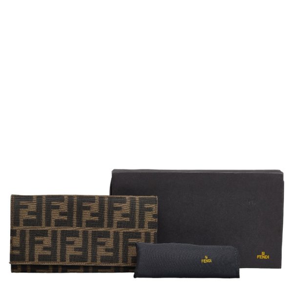 1 0141678 12 Fendi Zucca Long Wallet Beige