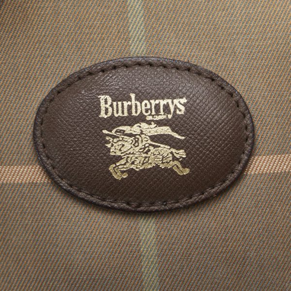 1 0145784 9 Burberry Check Boston Leather Travel Bag Brown