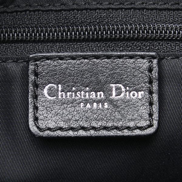 1 0149604 7 Dior Trotter Logo Canvas Leather Handbag Black