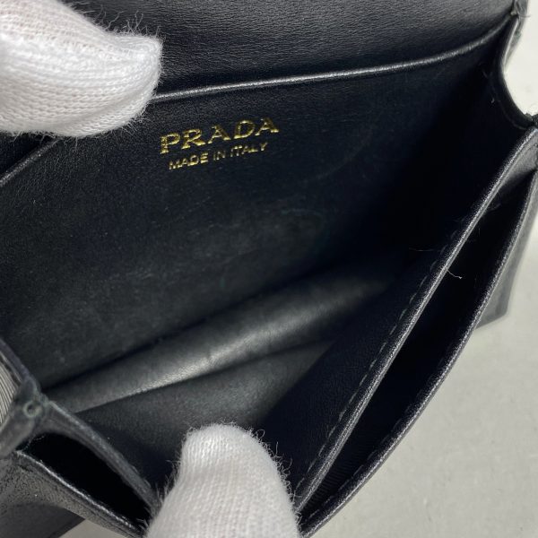 1000024456479 15 Prada Logo Leather Card Case Black