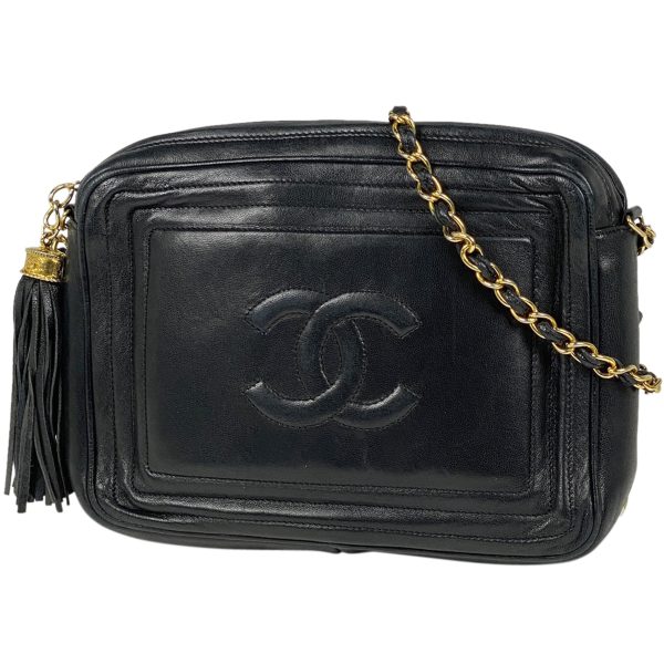 1000035343508 11 Chanel Cocomark Fringe Chain Shoulder Bag Tassel Leather Black