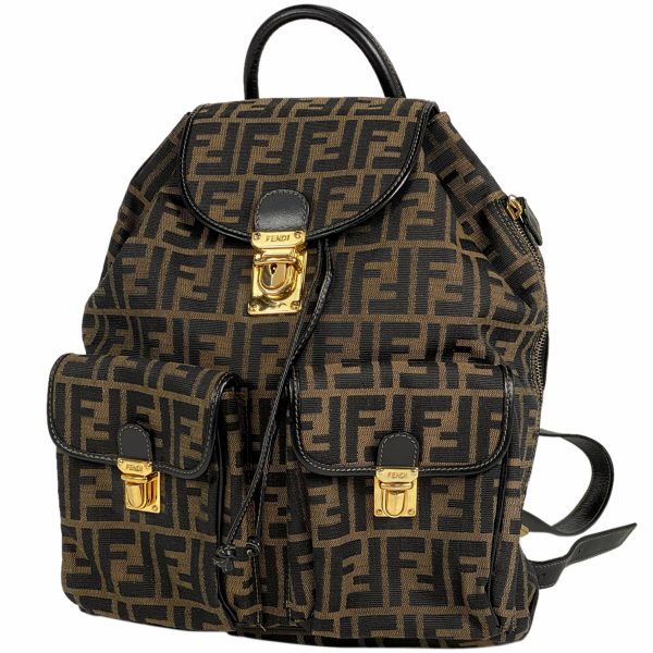 1000035343713 11 Fendi Zucca Pattern Rucksack Canvas Backpack Brown