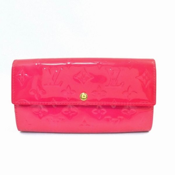 10000430 1 Louis Vuitton Portefeuil Sala Vernis Rose Pop Pink Zippered Long Wallet