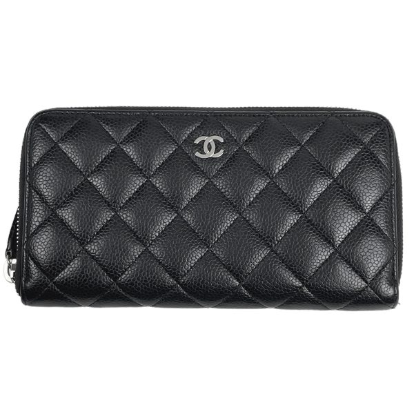 1000043894597 11 Chanel Coco Zipper Long Wallet Matelasse Caviar Skin Black