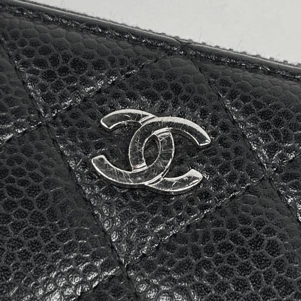 1000043894597 13 Chanel Coco Zipper Long Wallet Matelasse Caviar Skin Black