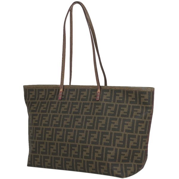 1000047713597 11 Fendi Zucca Pattern Coated Canvas Tote Bag Brown