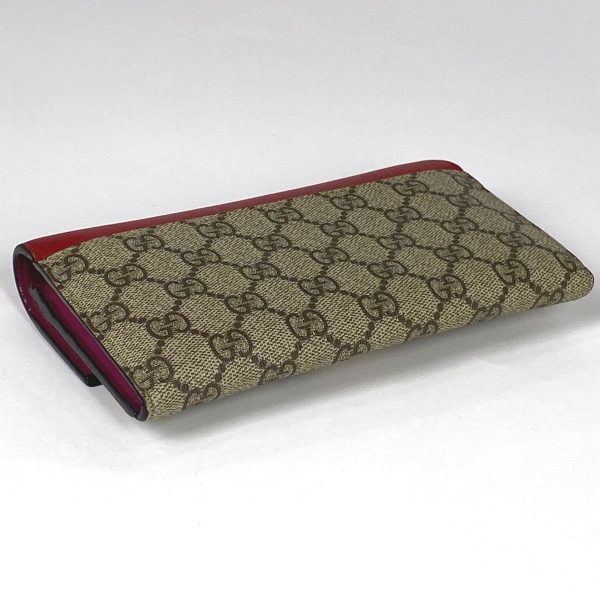 1000048461831 12 Gucci GG Pattern Long Wallet Bill Compartment Coin Purse Coated Canvas Beige Red