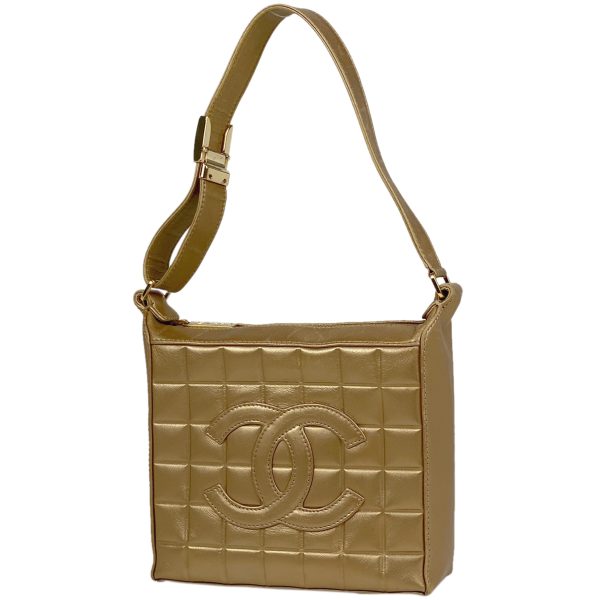 1000053081130 11 Chanel Chocolate Bar Coco Mark Shoulder Bag Leather Gold