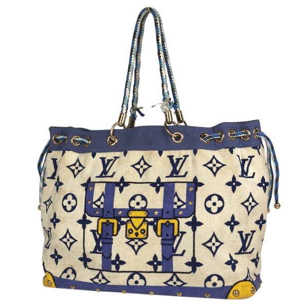 1000053604766 11 Louis Vuitton Eponge Pile Shoulder Bag Monogram Ivory Blue