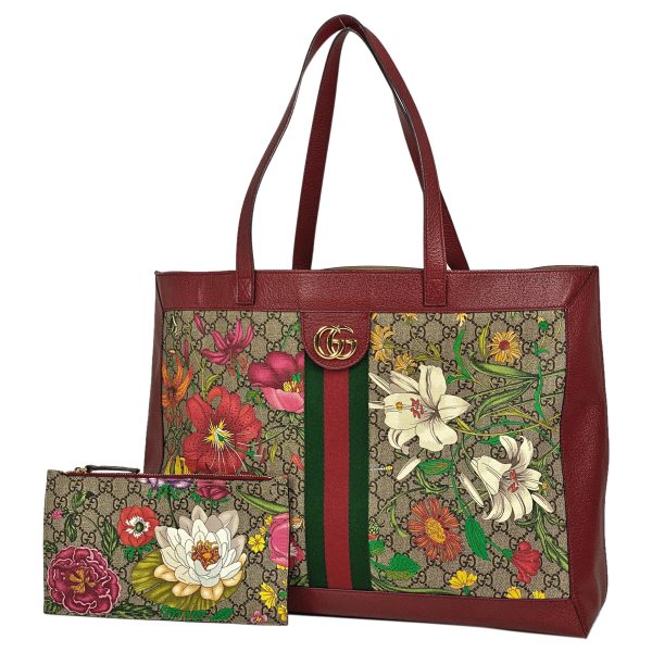 1000054713580 11 Gucci Ophidia Flora Tote Bag GG Pattern Floral Coated Canvas Red