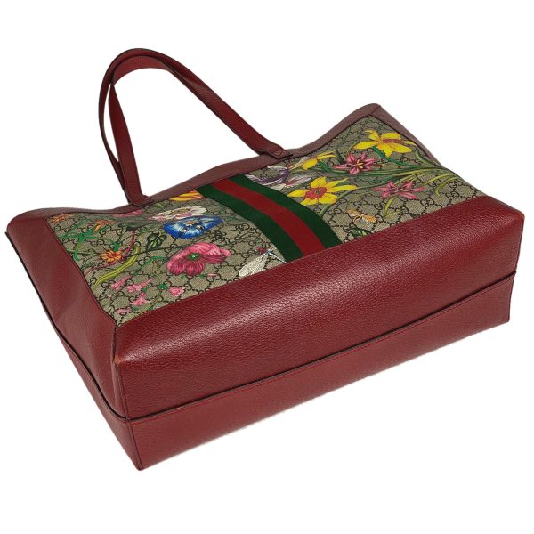 1000054713580 12 Gucci Ophidia Flora Tote Bag GG Pattern Floral Coated Canvas Red