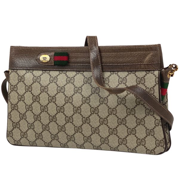 1000056235141 11 Gucci GG Pattern Shoulder Bag Old Gucci Sherry Line Web Crossbody Coated Canvas Brown