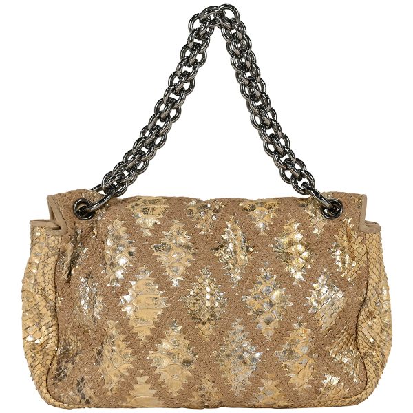 1000057077306 03 Chanel Coco Mark Chain Handbag in Python Leather Beige Gold