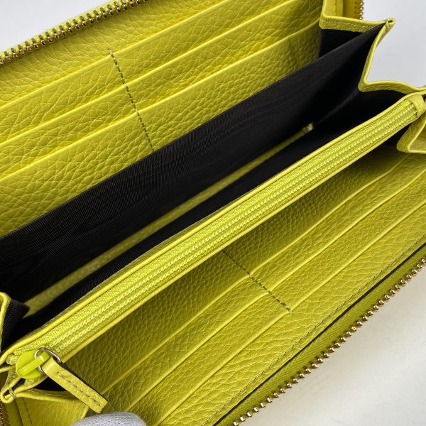 1000057305546 15 Gucci Logo Round Zipper Long Wallet Bamboo Tassel Fringe Leather Yellow