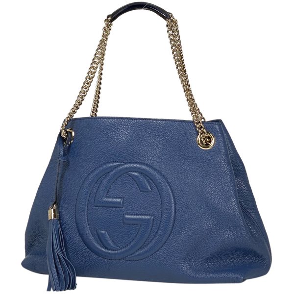 1000057974537 11 Gucci Soho Chain Fringe Interlocking G Shoulder Bag Leather Blue