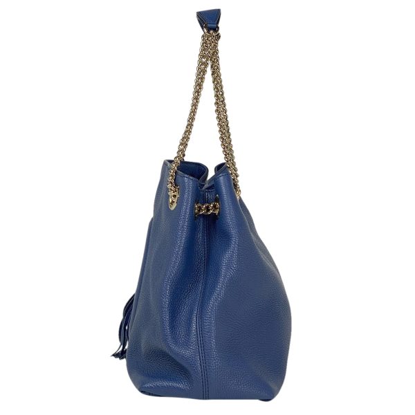 1000057974537 12 Gucci Soho Chain Fringe Interlocking G Shoulder Bag Leather Blue