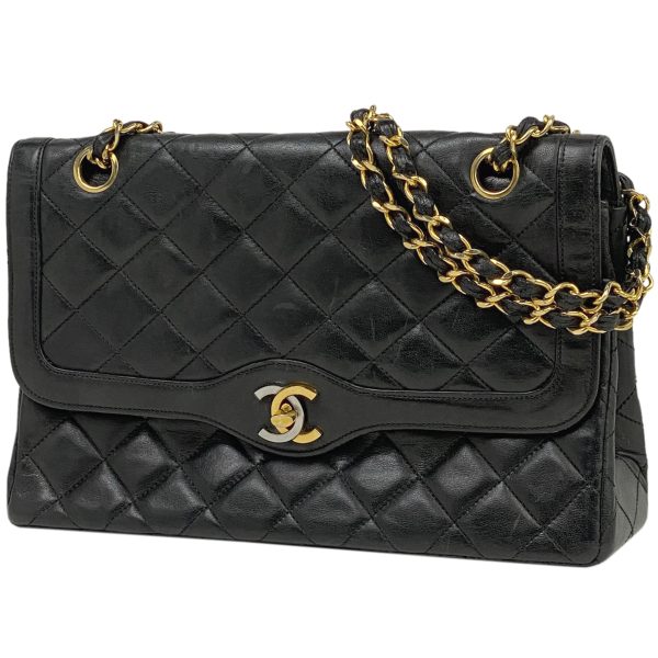 1000058032038 11 Chanel Paris Limited Flap Chain Bag Leather Black