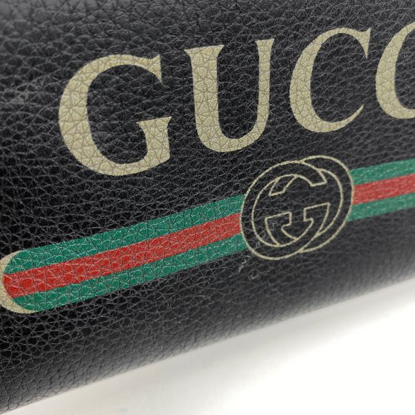 1000058329084 12 Gucci Logo Round Zipper Long Wallet Print Leather Black