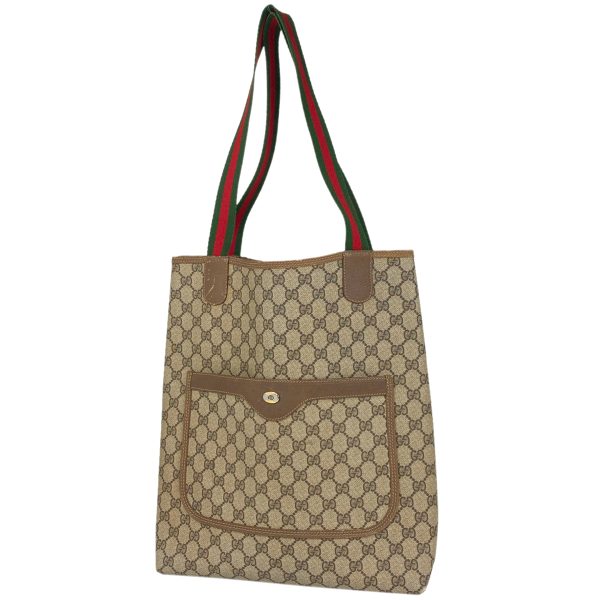 1000058351320 11 Gucci GG Pattern Tote Bag Old Gucci Sherry Line Coated Canvas Brown